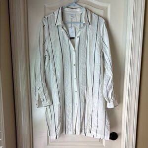 Striped Button-Up Shirt Dress